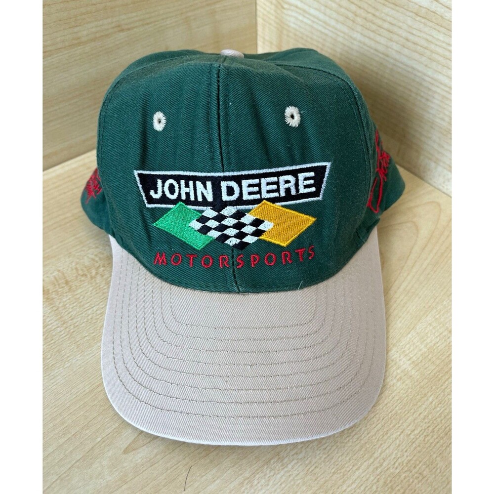 Vtg 90s John Deere Motorsports Snapback Hat Chad Little Racing Cap Tonkin Taiwan
